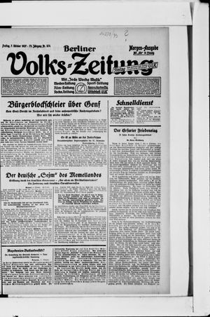 Berliner Volkszeitung vom 07.10.1927