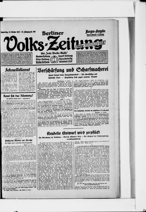 Berliner Volkszeitung vom 20.10.1927