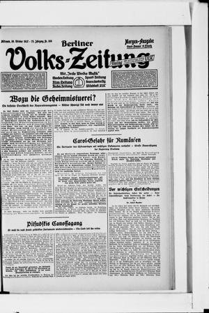 Berliner Volkszeitung vom 26.10.1927