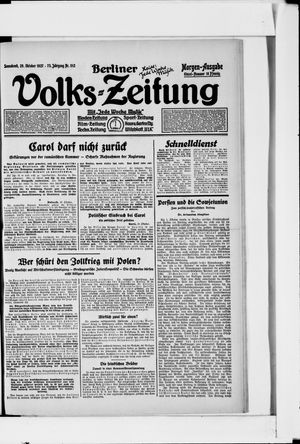 Berliner Volkszeitung vom 29.10.1927