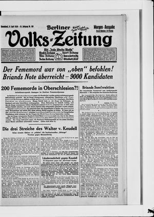 Berliner Volkszeitung on Apr 21, 1928