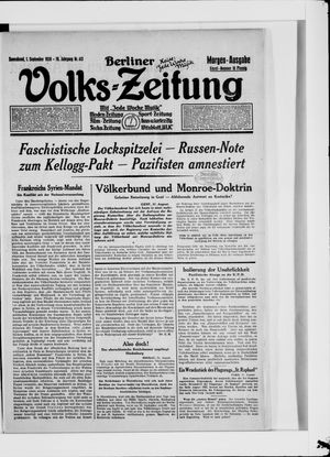 Berliner Volkszeitung vom 01.09.1928