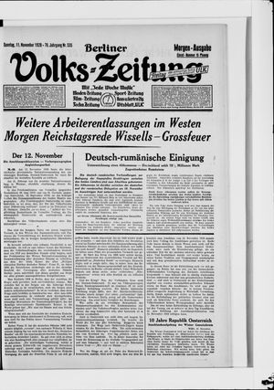 Berliner Volkszeitung vom 11.11.1928
