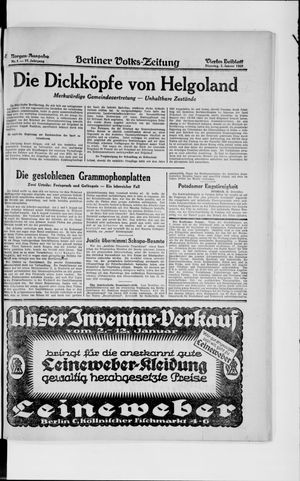 Berliner Volkszeitung vom 01.01.1929