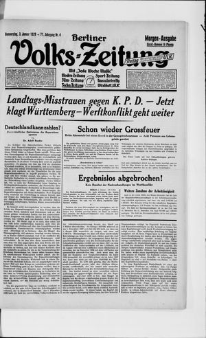 Berliner Volkszeitung vom 03.01.1929