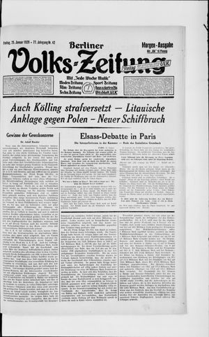 Berliner Volkszeitung vom 25.01.1929