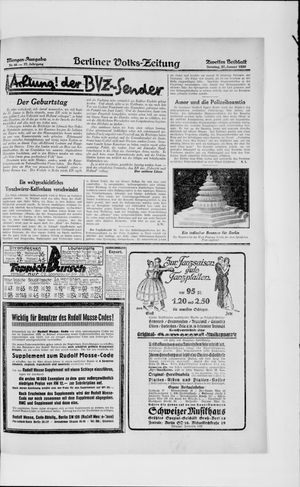 Berliner Volkszeitung vom 27.01.1929