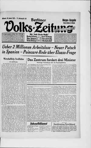 Berliner Volkszeitung vom 30.01.1929