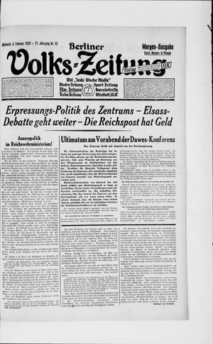 Berliner Volkszeitung vom 06.02.1929