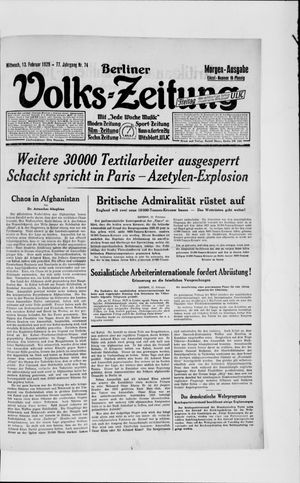 Berliner Volkszeitung vom 13.02.1929
