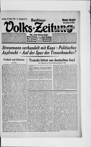 Berliner Volkszeitung vom 19.02.1929