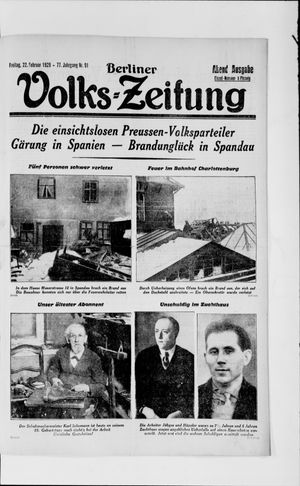 Berliner Volkszeitung vom 22.02.1929