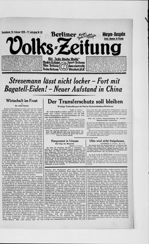 Berliner Volkszeitung vom 23.02.1929