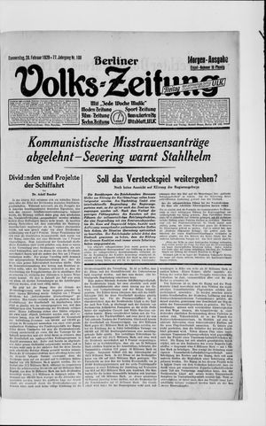 Berliner Volkszeitung vom 28.02.1929