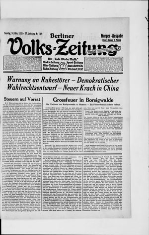 Berliner Volkszeitung vom 24.03.1929