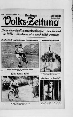 Berliner Volkszeitung vom 08.04.1929