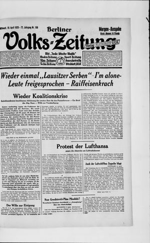 Berliner Volkszeitung on Apr 10, 1929