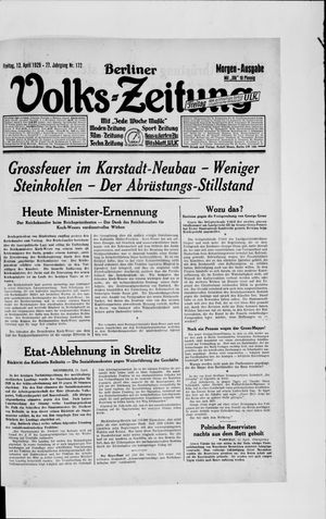 Berliner Volkszeitung on Apr 12, 1929