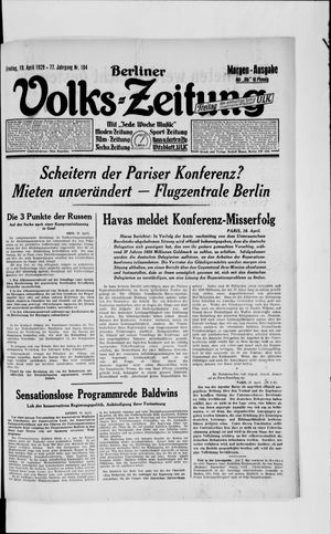 Berliner Volkszeitung on Apr 19, 1929