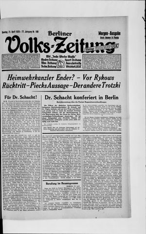 Berliner Volkszeitung vom 21.04.1929
