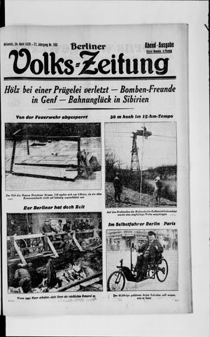 Berliner Volkszeitung on Apr 24, 1929