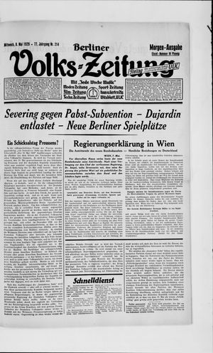 Berliner Volkszeitung vom 08.05.1929