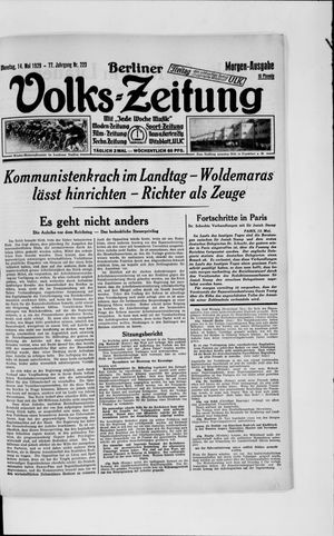 Berliner Volkszeitung vom 14.05.1929