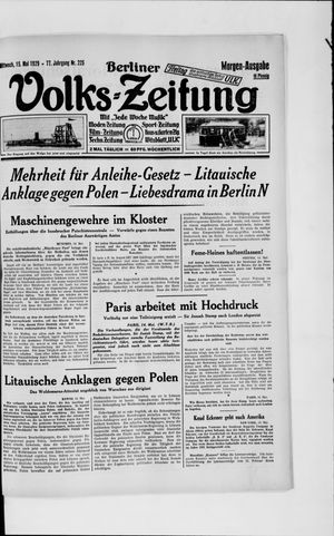 Berliner Volkszeitung vom 15.05.1929