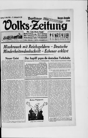 Berliner Volkszeitung on May 19, 1929