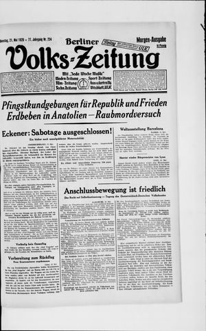 Berliner Volkszeitung on May 21, 1929