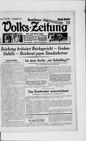Berliner Volkszeitung vom 14.06.1929