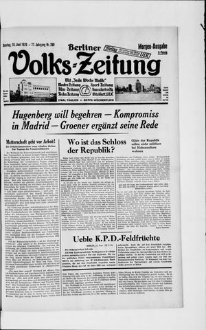 Berliner Volkszeitung vom 16.06.1929