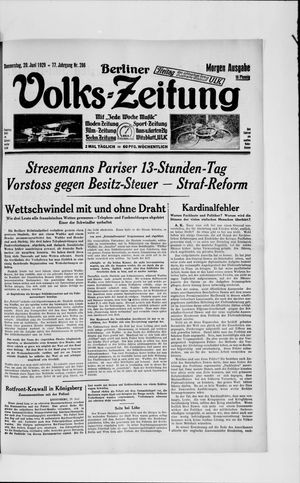 Berliner Volkszeitung vom 20.06.1929