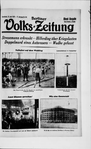 Berliner Volkszeitung vom 22.06.1929