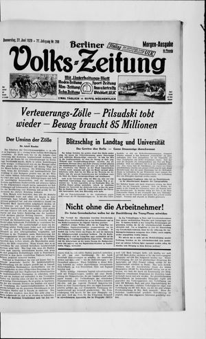 Berliner Volkszeitung on Jun 27, 1929