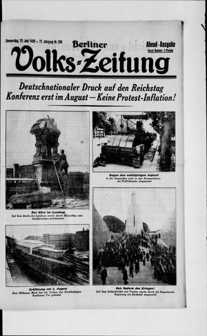 Berliner Volkszeitung on Jun 27, 1929