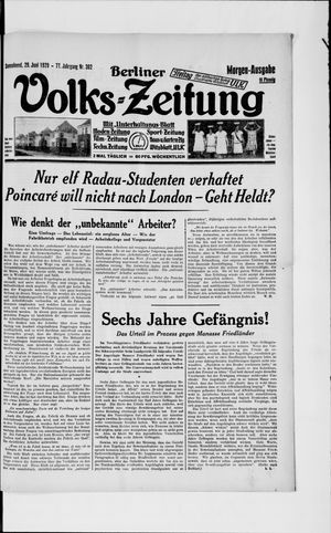 Berliner Volkszeitung on Jun 29, 1929