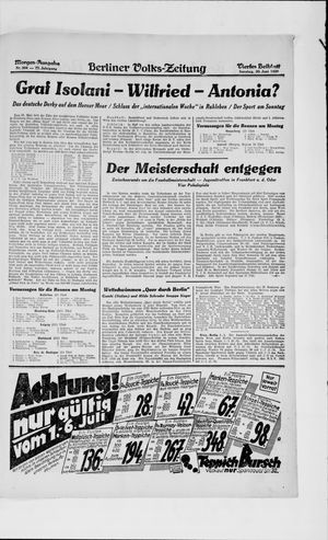 Berliner Volkszeitung vom 30.06.1929
