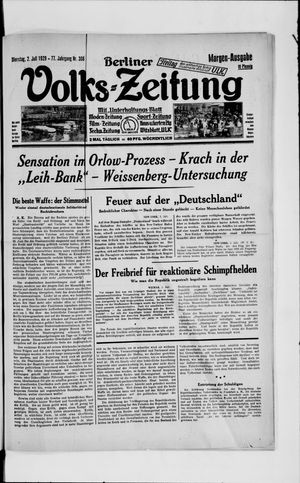 Berliner Volkszeitung vom 02.07.1929