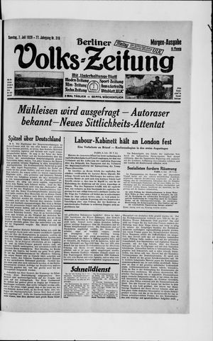 Berliner Volkszeitung on Jul 7, 1929