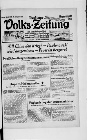 Berliner Volkszeitung vom 16.07.1929