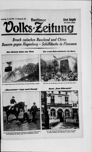 Berliner Volkszeitung vom 18.07.1929