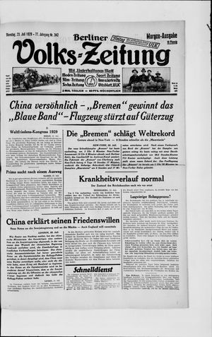 Berliner Volkszeitung vom 23.07.1929