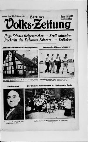 Berliner Volkszeitung vom 27.07.1929