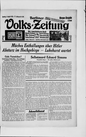 Berliner Volkszeitung on Aug 4, 1929