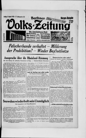 Berliner Volkszeitung on Aug 9, 1929
