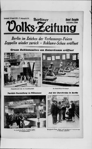 Berliner Volkszeitung on Aug 10, 1929