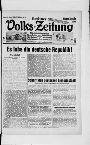 Berliner Volkszeitung on Aug 11, 1929