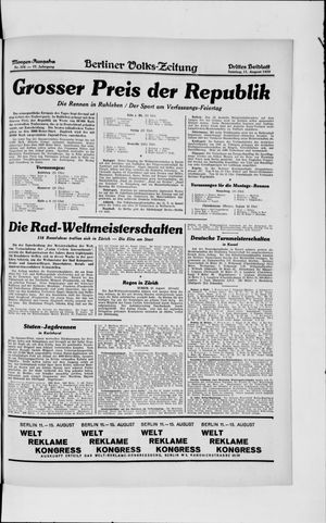 Berliner Volkszeitung on Aug 11, 1929