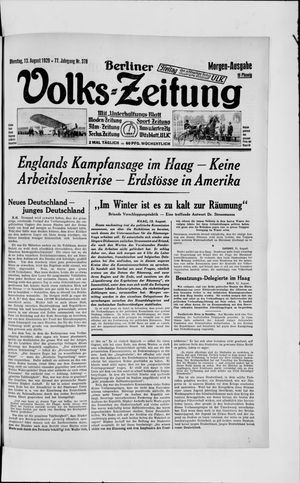 Berliner Volkszeitung on Aug 13, 1929